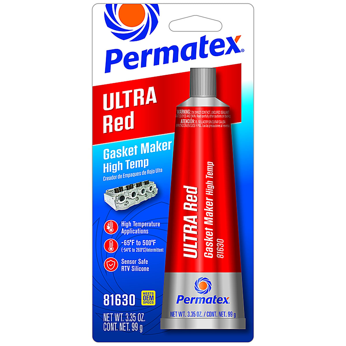Permatex 81630 Ultra Red Type-1 High Temperature Gasket Maker 3.35 oz 1 pk