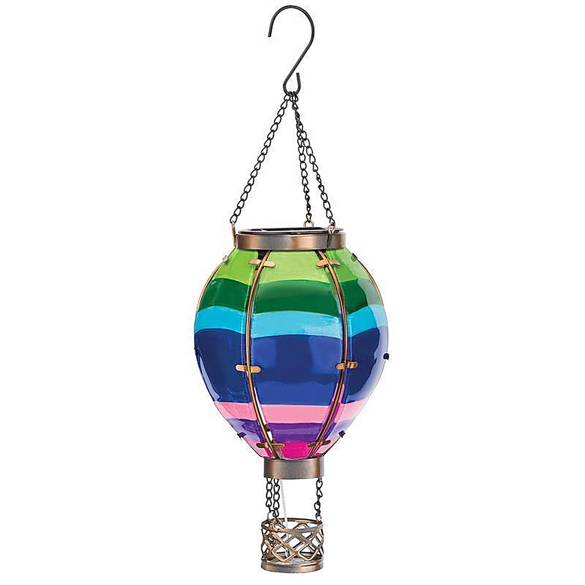 Regal Art & Gift 12769 Multicolored Glass/Metal 15 in. H Balloon Stripe Lantern