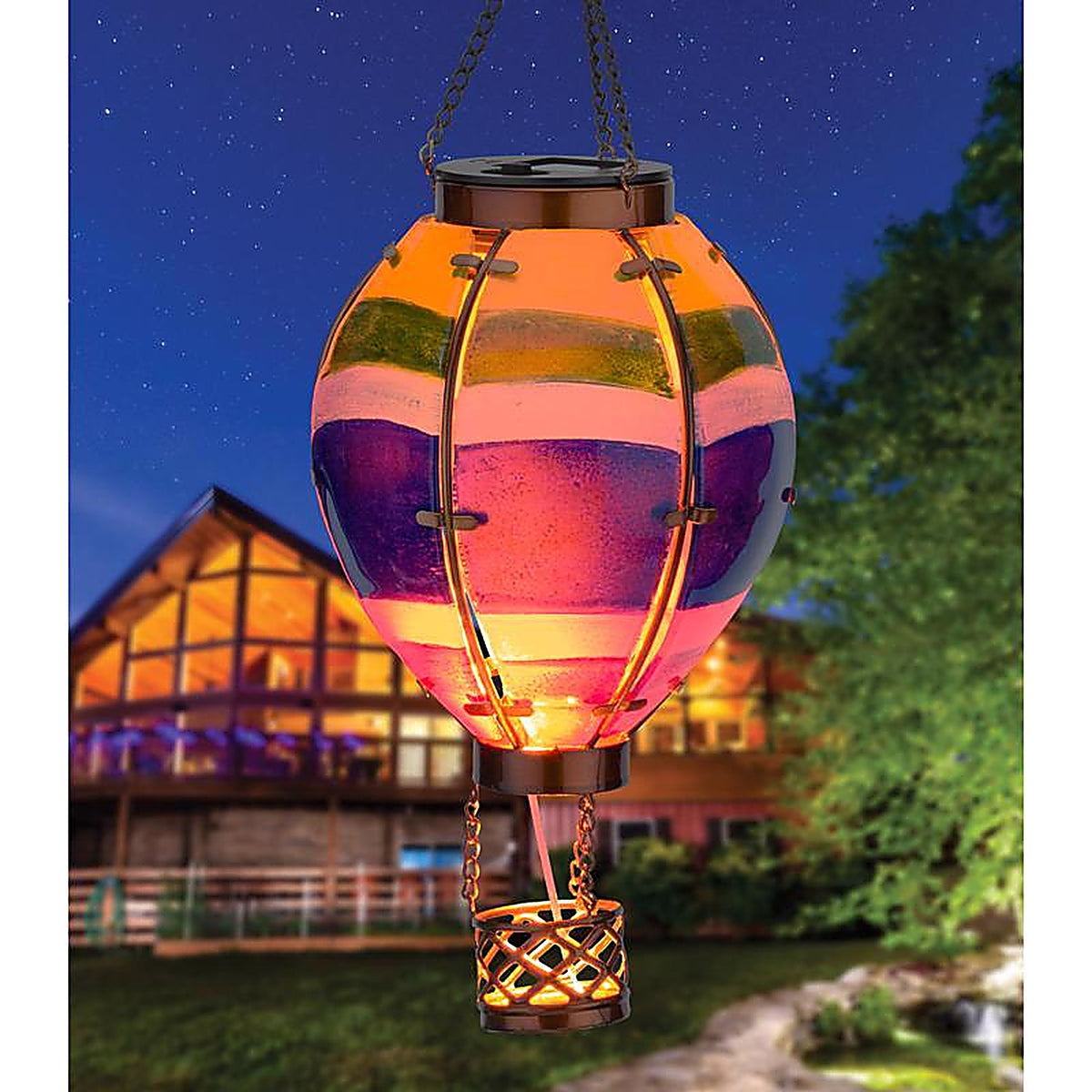Regal Art & Gift 12769 Multicolored Glass/Metal 15 in. H Balloon Stripe Lantern