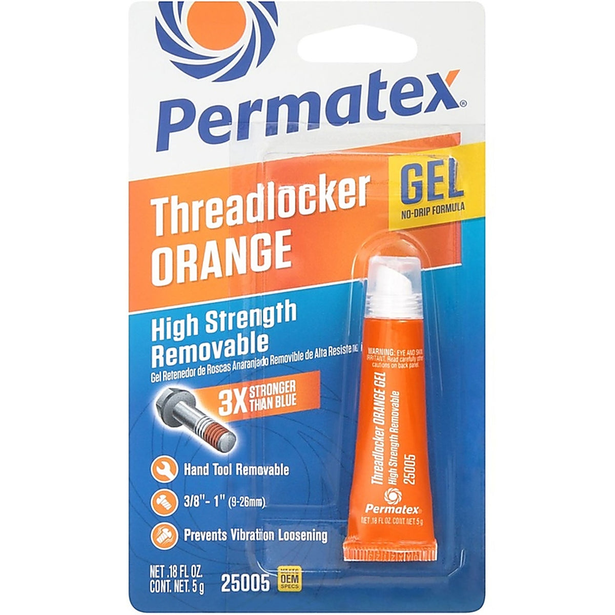 Permatex 25005 High Strength Removable Threadlocker Gel 0.18 oz