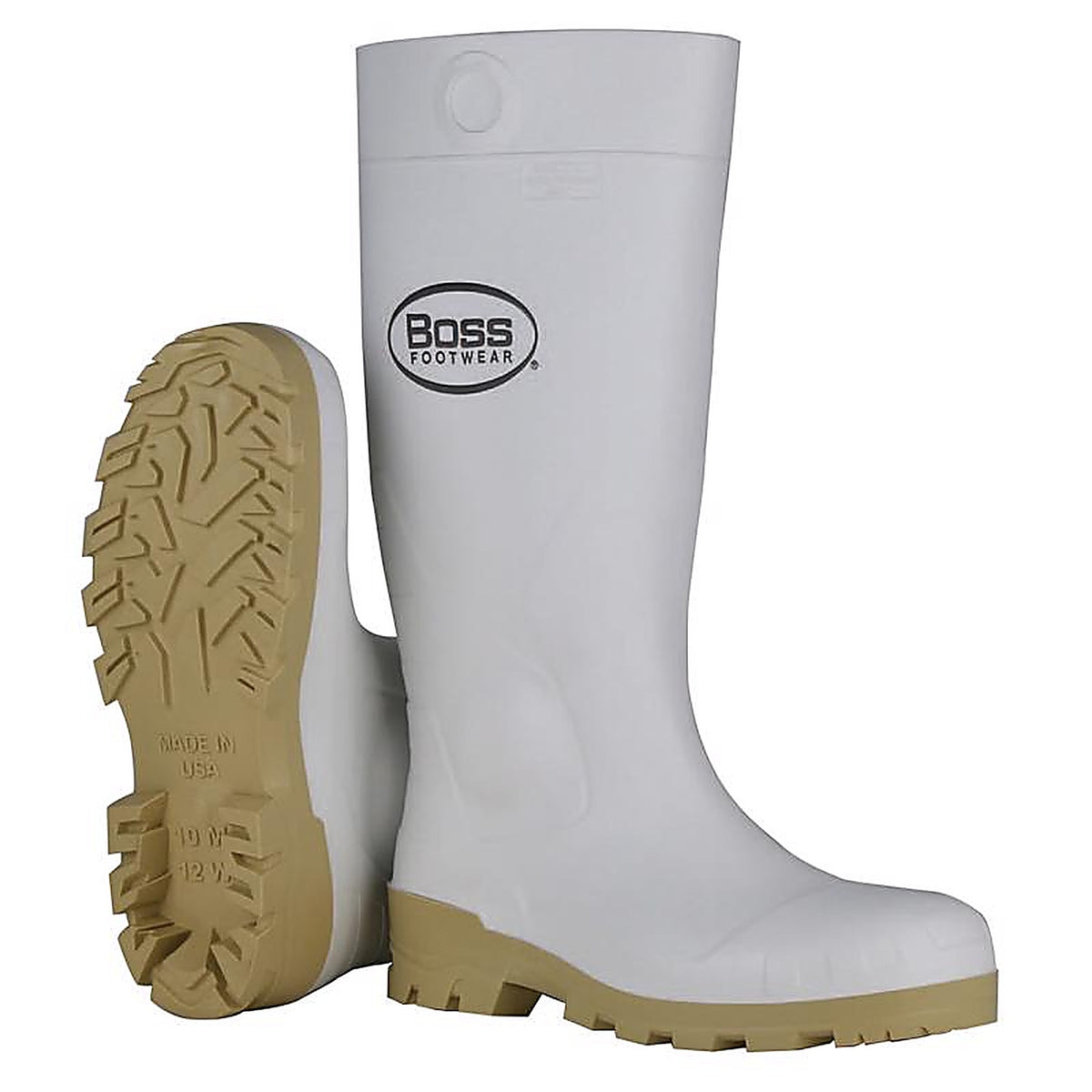 Boss - B380-9005/11 - Unisex PVC Plain Boots White 11 Us Waterproof 1 Pair 16 In.