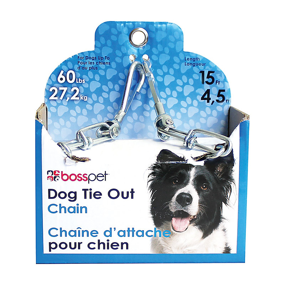 Boss Pet 43715 PDQ Silver Steel Dog Tie Out Chain Large