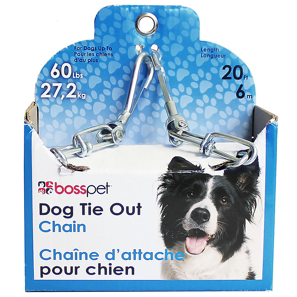 Boss Pet 43720 PDQ Silver Steel Dog Tie Out Chain Large