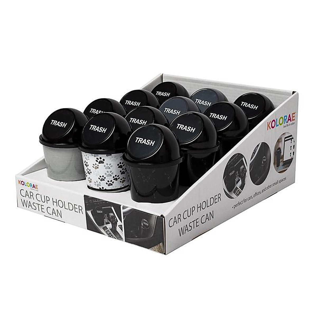 Kolorae - KOL-03361-ASBLU - Assorted Car Cup Holder Waste Can 1 Pack