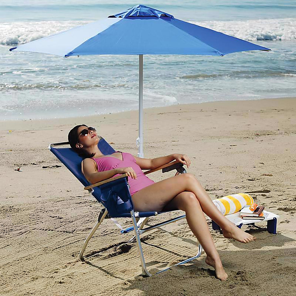 Rio Brands - SC642-28PK4 - 7-Position Blue Beach Folding Chair