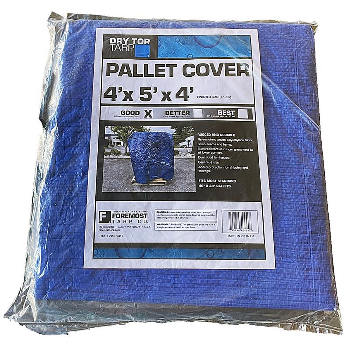 Foremost - 40454 - Dry Top 48 In. W X 5 Ft. L Pallet Cover 1 Pack