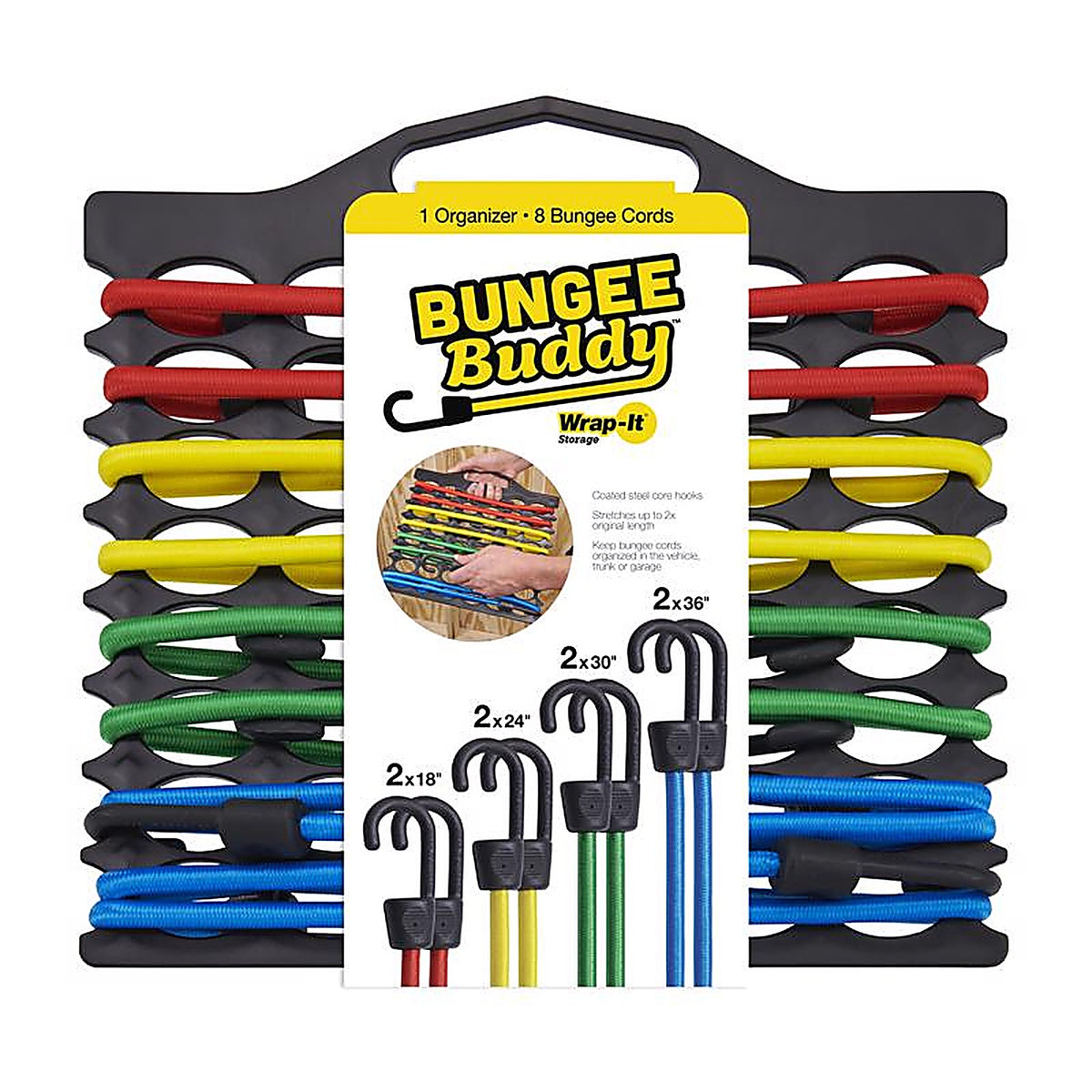 Wrap-It - 108-BB-8406 - Bungee Buddy Assorted Bungee Cord Set 11.50 In. L 8 Pack