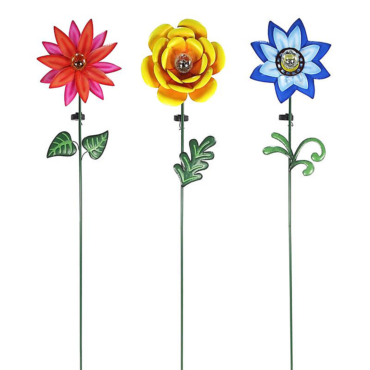 Alpine - RGG699A - Multicolored Glass/Metal 60 In. H X 12 In. L X 5 In. W Flower Solar Garden Stake