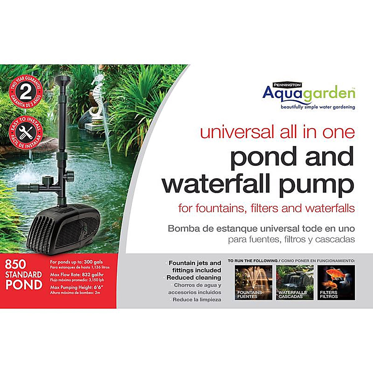 Pennington - 100532494 - Aquagarden 0.075 HP 832 GPH 120 V Pond Pump Kit