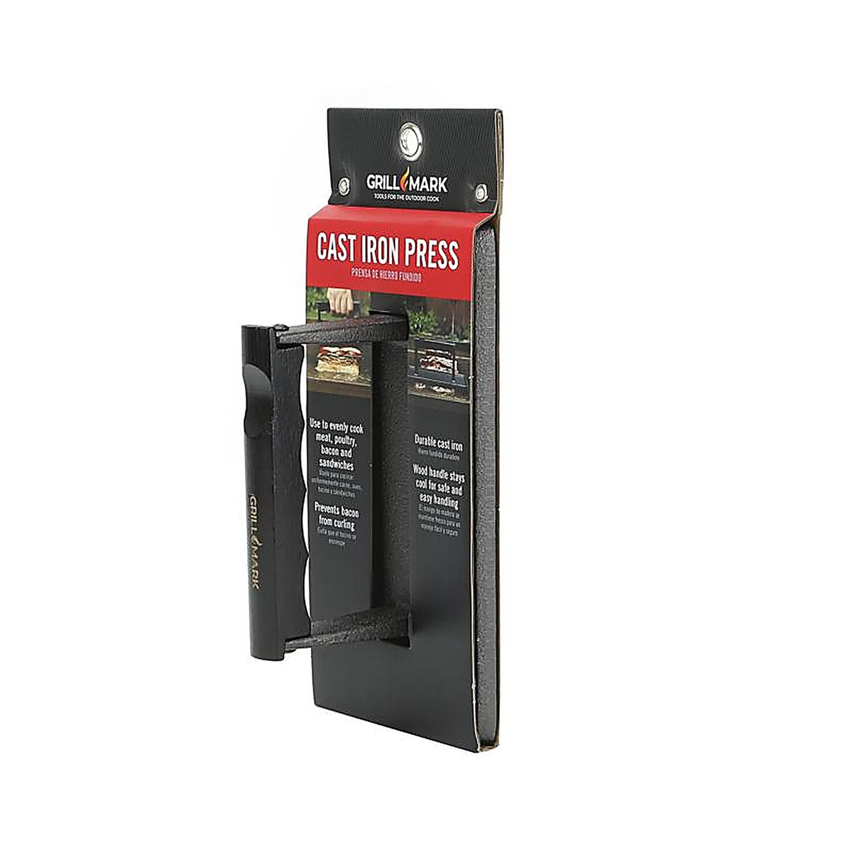 Grill Mark - 08821ACE - Black Cast Iron/Wood Meat Press