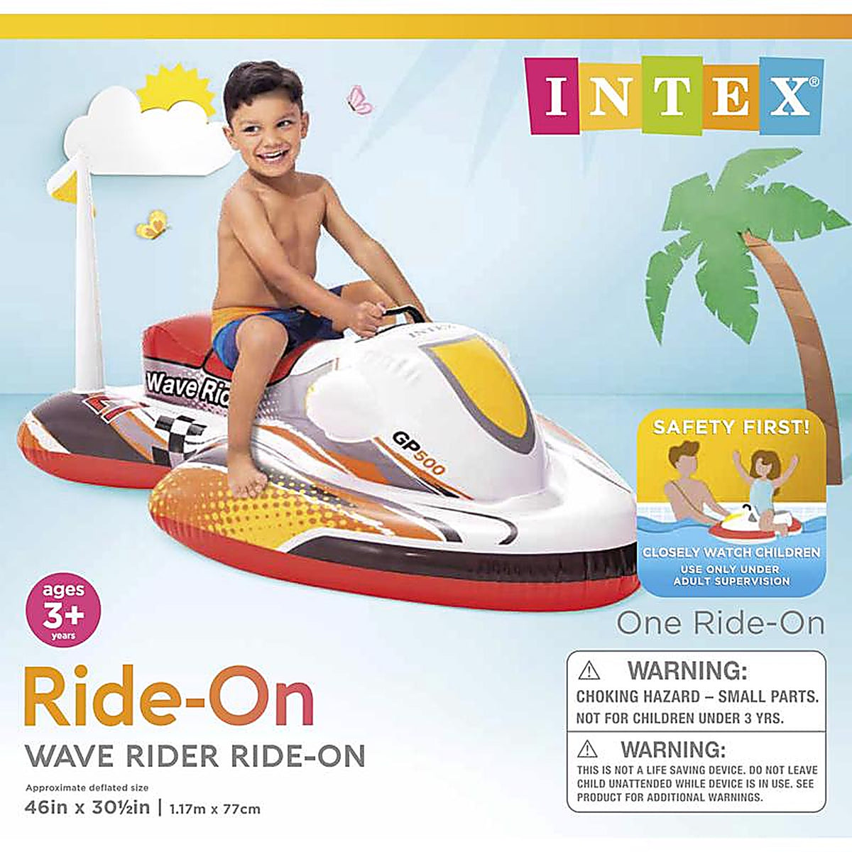 Intex - 57520EP - Multicolored Vinyl Inflatable Wave Rider Ride-On Pool Float