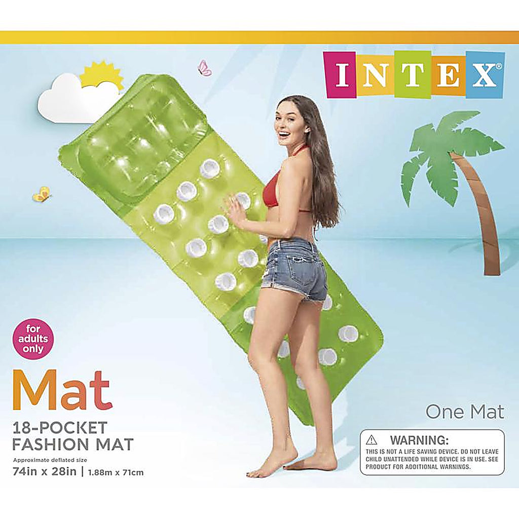 Intex - 58890EP - Assorted Vinyl Inflatable 18 Pocket Fashion Floating Pool Mat