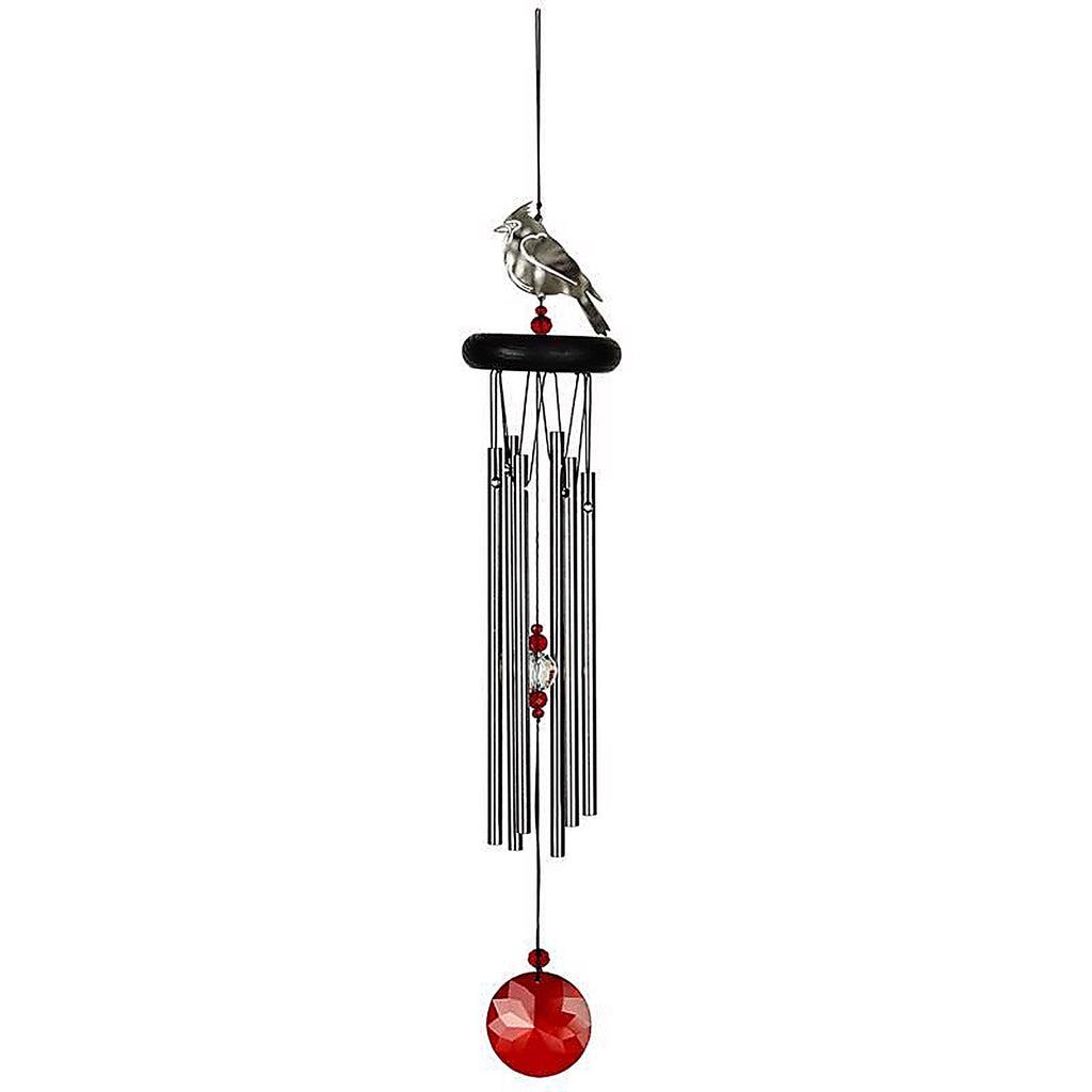 Woodstock Chimes - WFCRD - Signature Collection Silver Aluminum/Wood 18 In. Crystal Cardinal Wind Chime