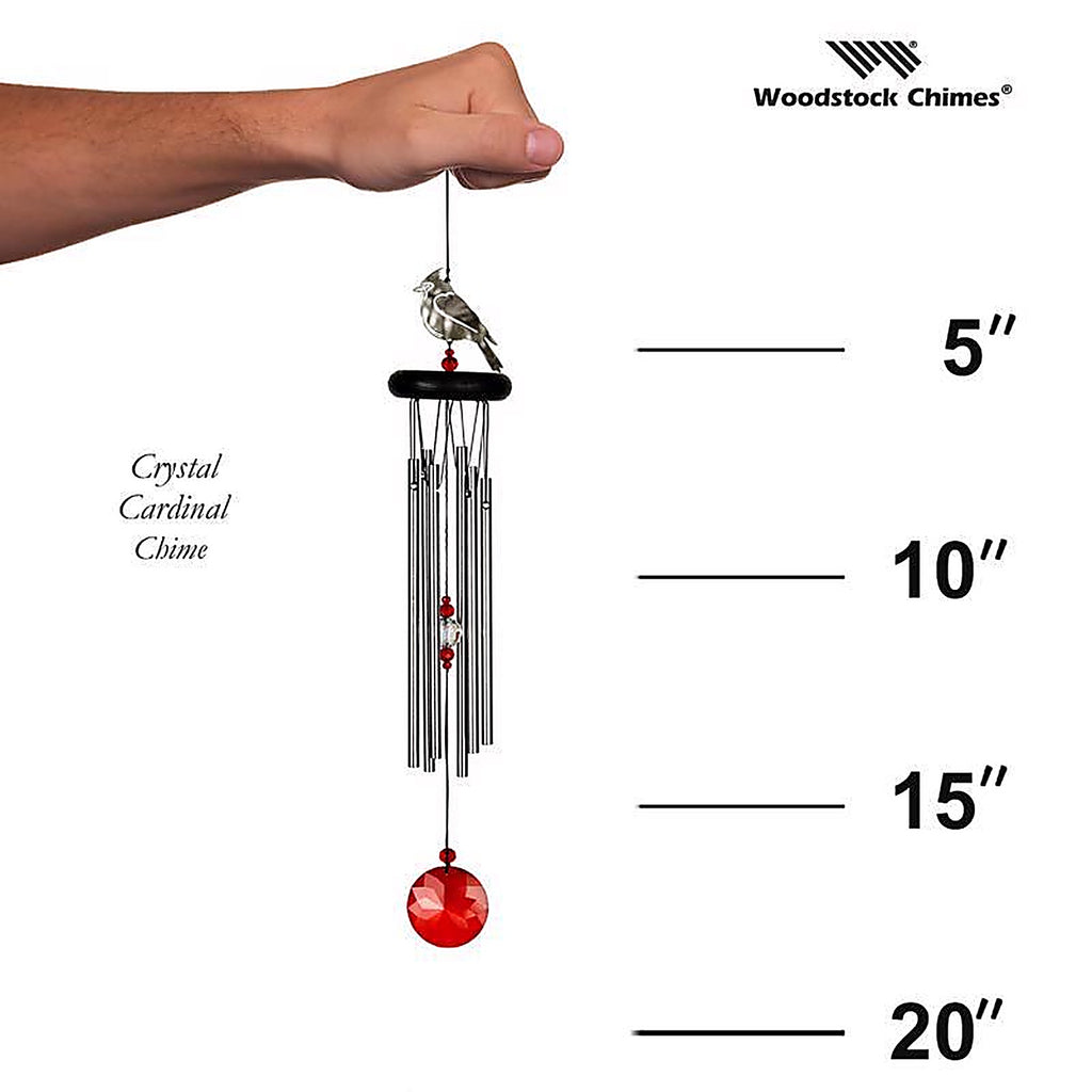 Woodstock Chimes - WFCRD - Signature Collection Silver Aluminum/Wood 18 In. Crystal Cardinal Wind Chime