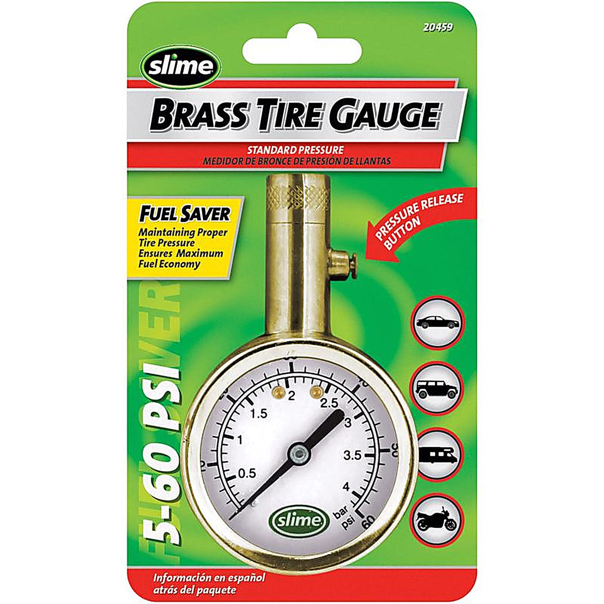 Slime - 20459 - 60 PSI Dial Tire Pressure Gauge
