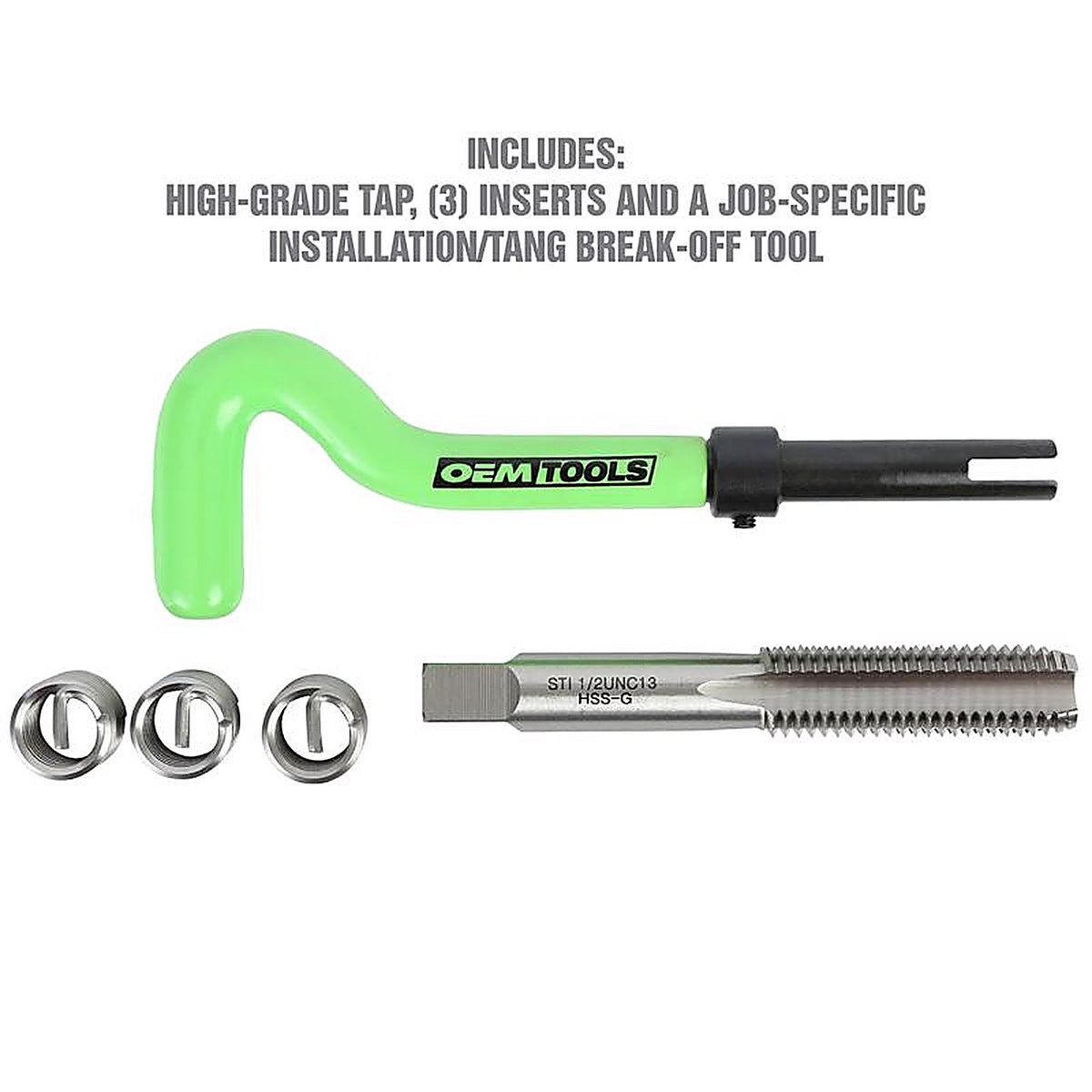 OEMTOOLS - 25610 - 1/2 In. Stainless Steel Non Locking Helical Thread Repair Kit Unc1/2 - 13 In.