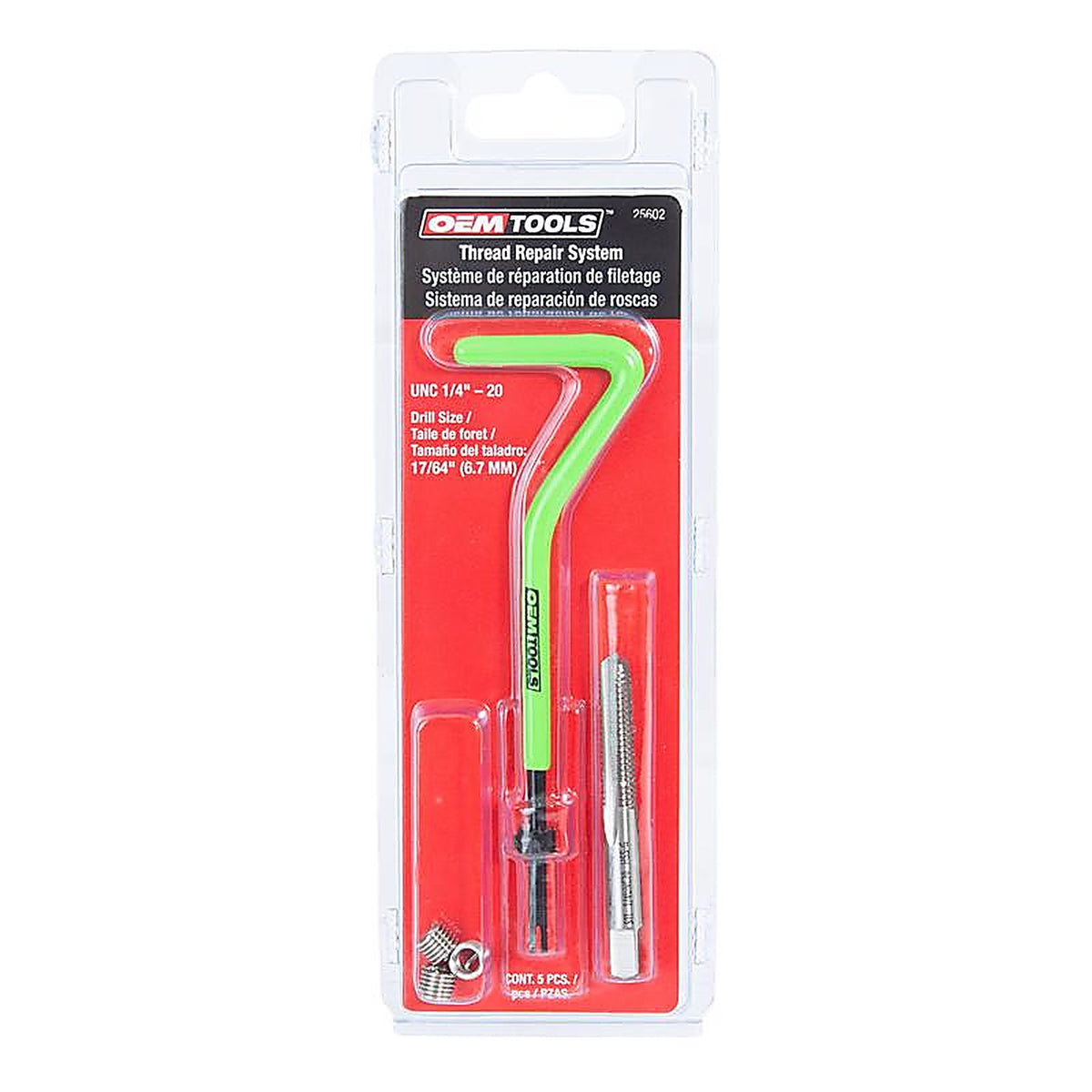 OEMTOOLS - 25602 - 1/4 In. Stainless Steel Non Locking Helical Thread Repair Kit Unc 1/4 - 20 In.
