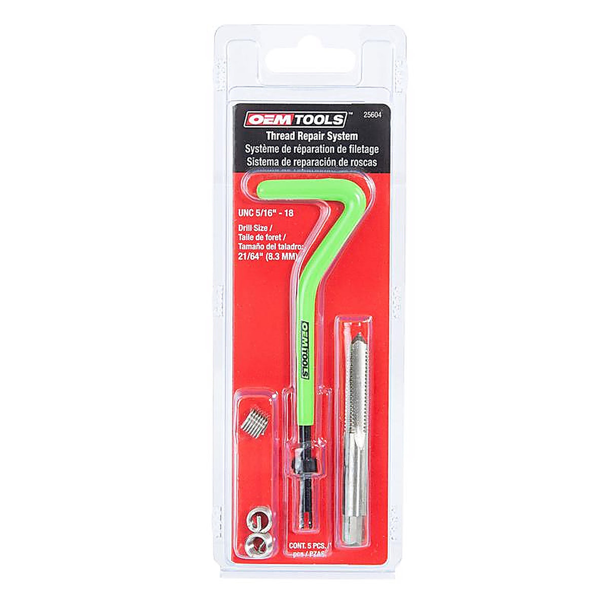 OEMTOOLS - 25604 - 5/16 In. Stainless Steel Non Locking Helical Thread Repair Kit Unc 5/16 - 18 In.