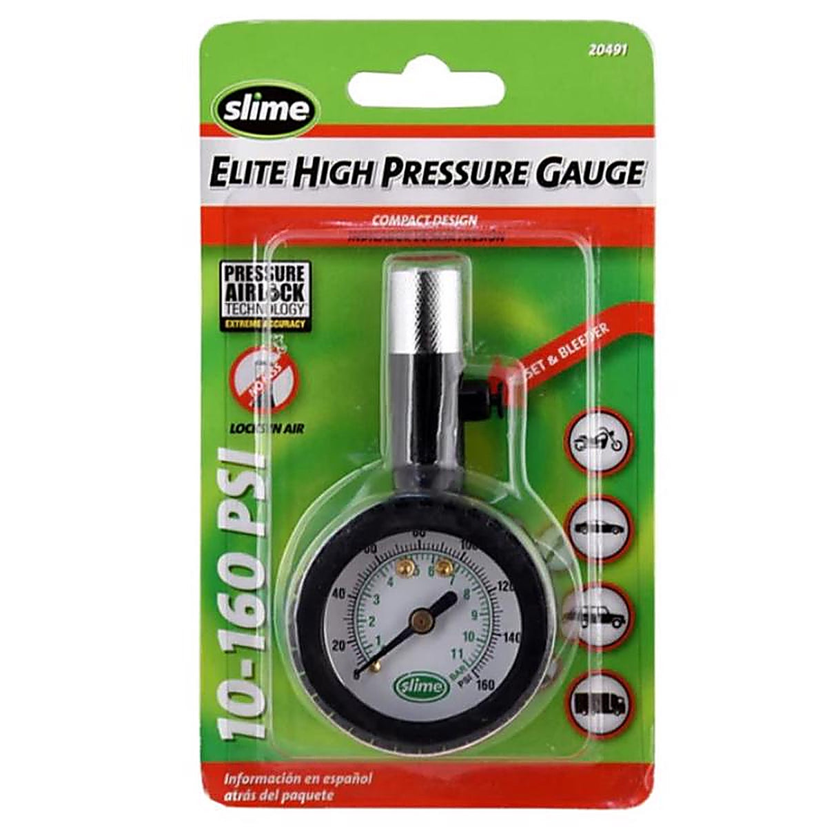 Slime - 20491 - Elite 160 PSI Dial Tire Pressure Gauge
