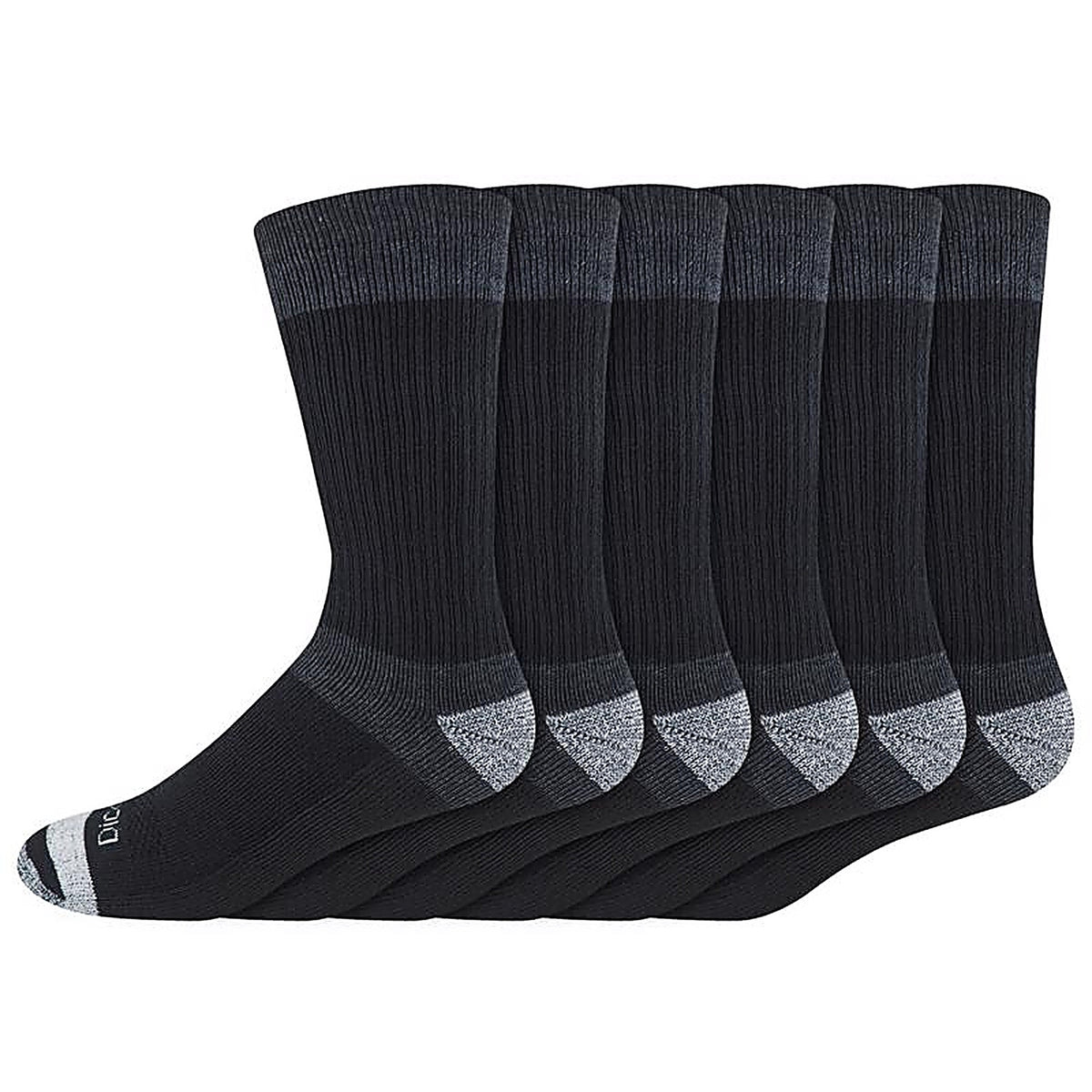 Dickies - I611010-BLACK - Mens Dri-Tech 6-12 Cushion Crew Socks Black