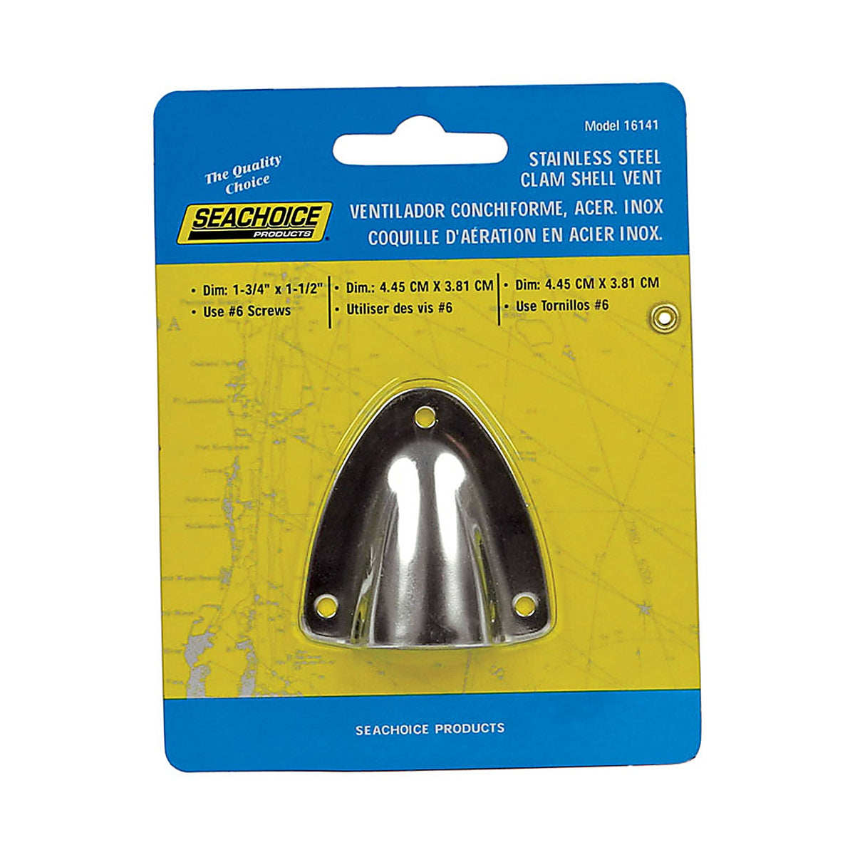 Seachoice - 50-16141 - Polished Stainless Steel 1-21/32 In. L X 1-3/4 In. W Ventilator 1 Pack