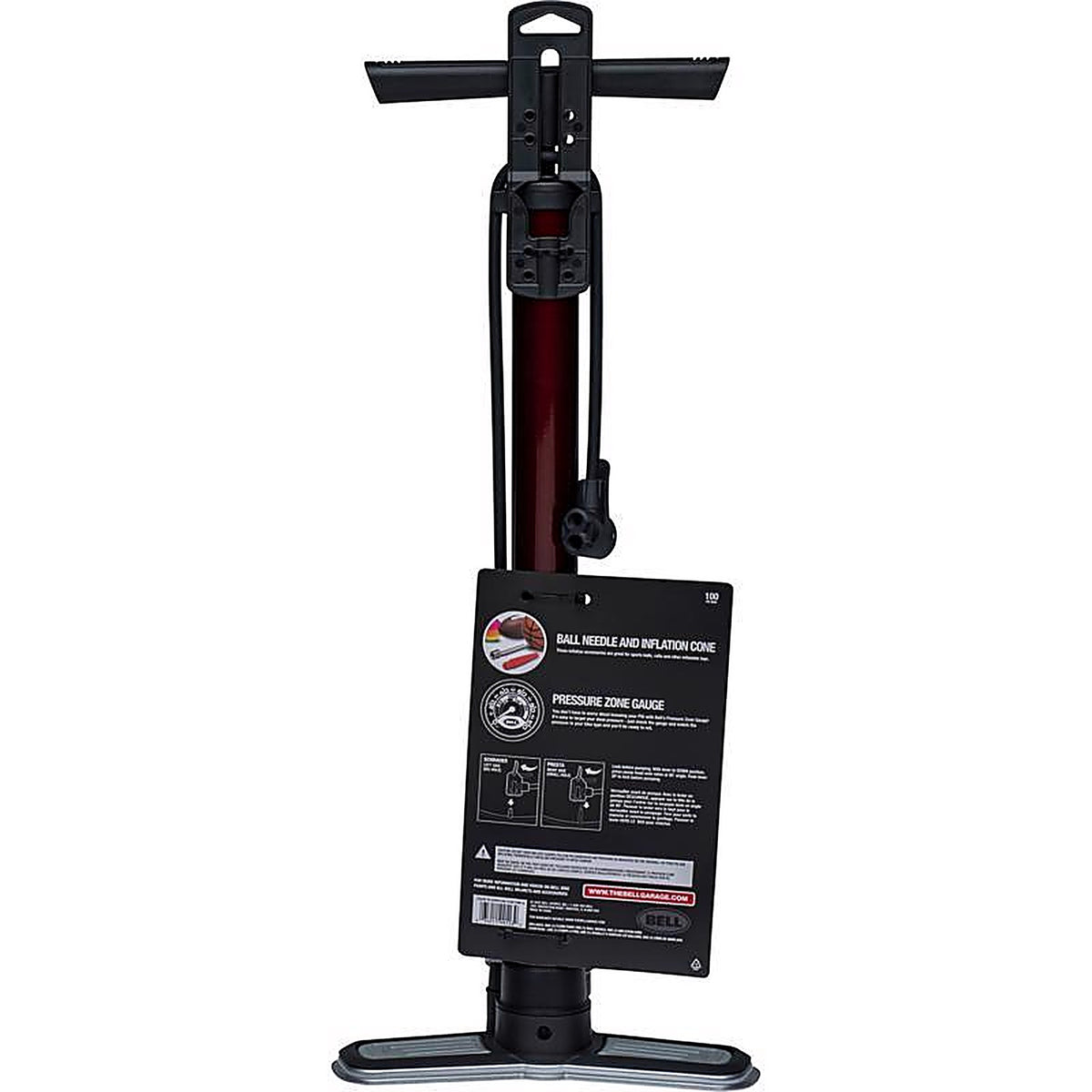 Bell Sports - 7162692 - Zephyr 550 Steel Bicycle Floor Pump Maroon