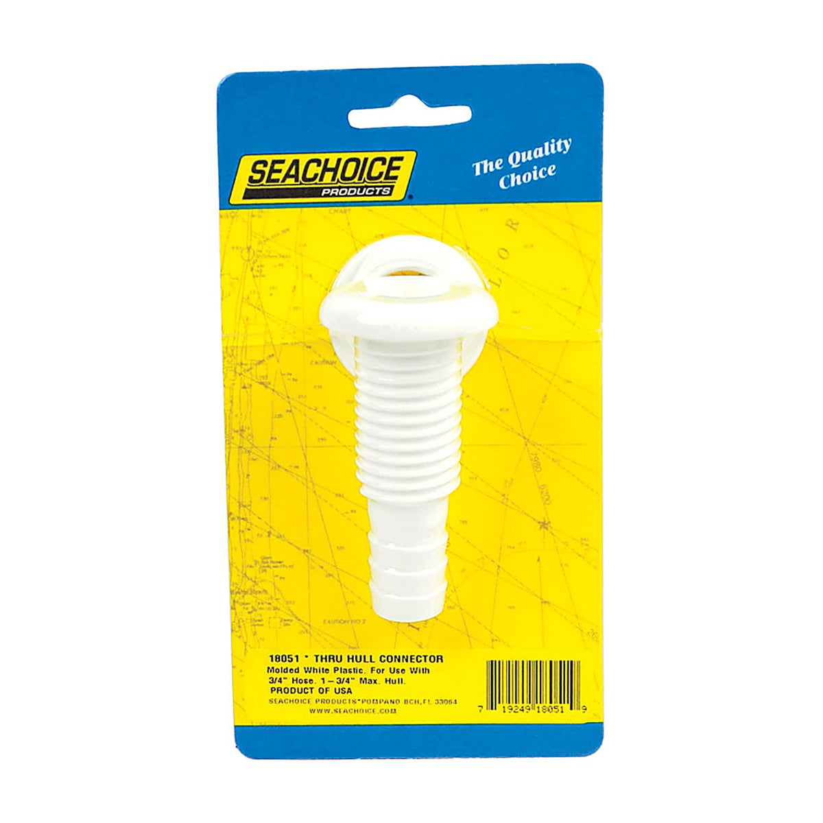 Seachoice 18051 Polished Plastic 3/4 in. W Thru Hull Connector 1/Pack