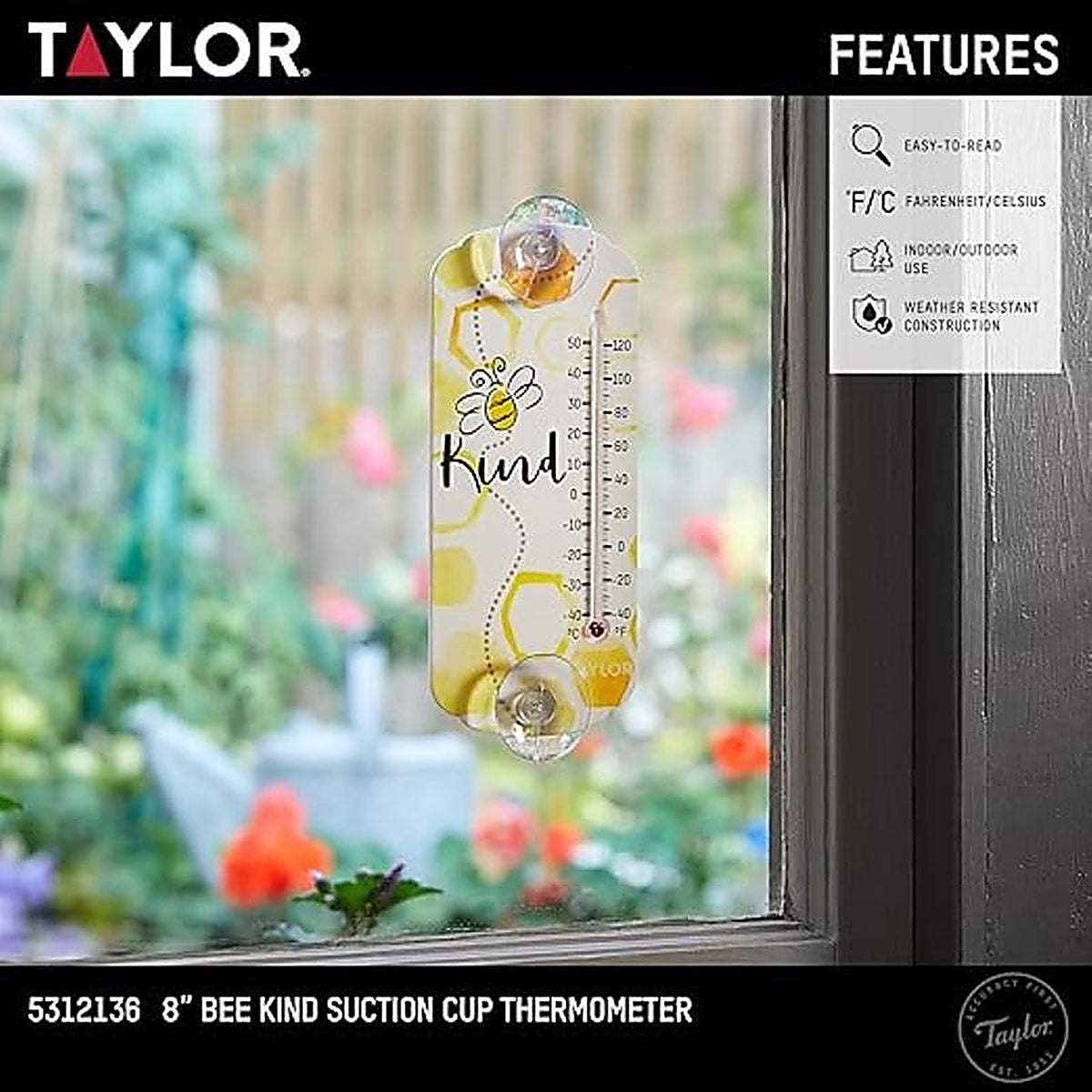 Taylor - 5312136 - Bee Kind Tube Thermometer Plastic Multicolored 8 In.