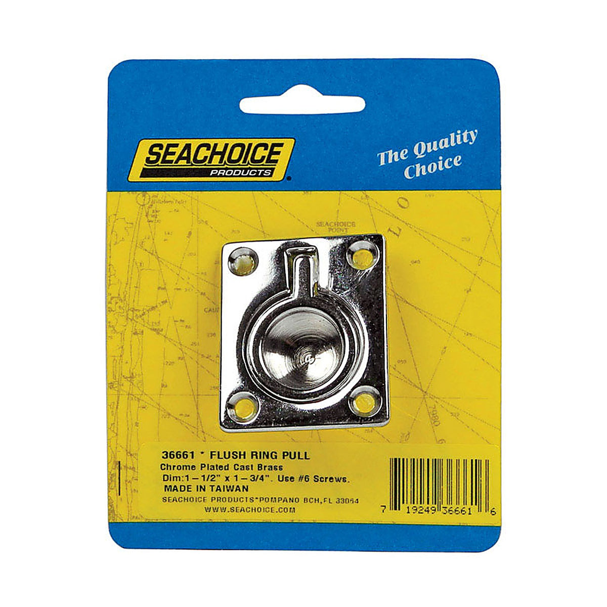 Seachoice 36661 Chrome-Plated Brass 1-3/4 in. L X 1-1/2 in. W Flush Ring Pull 1 pk