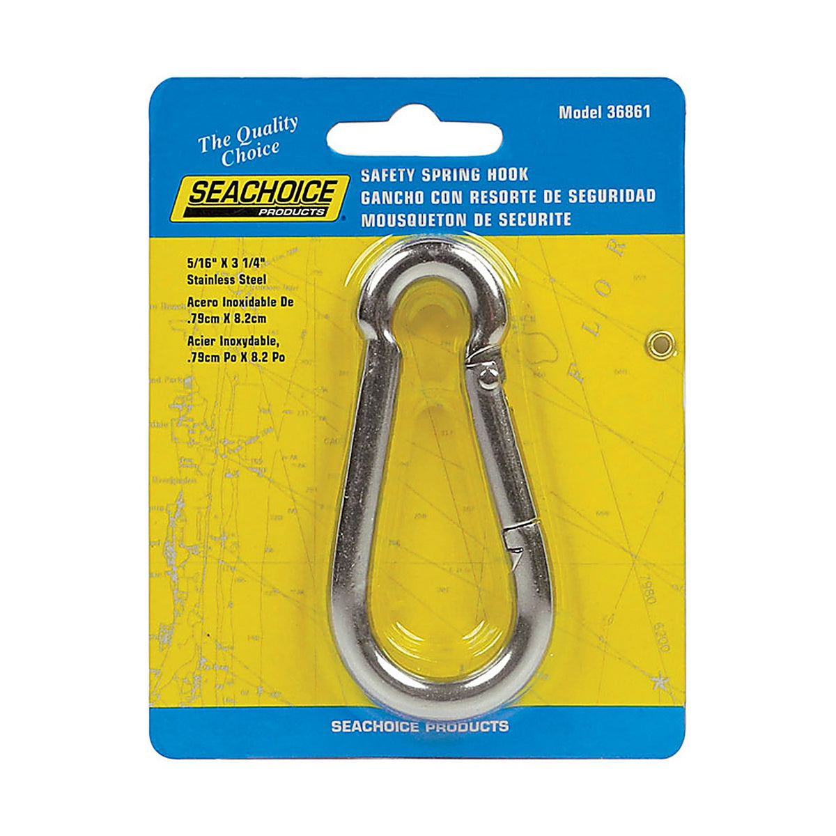 Seachoice 36861 Stainless Steel 3-1/4 in. L x 5/16 in. W Safety Spring Hook 1/Pack