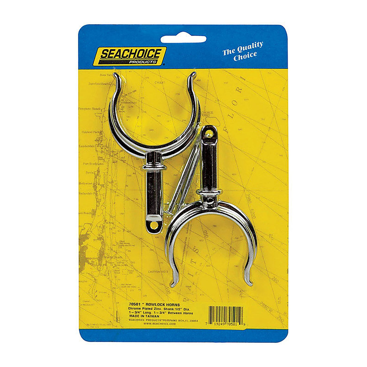 Seachoice 70501 Chrome-Plated Zinc 1-3/4 in. L X 1/2 in. W Oarlock Horns 2 pk
