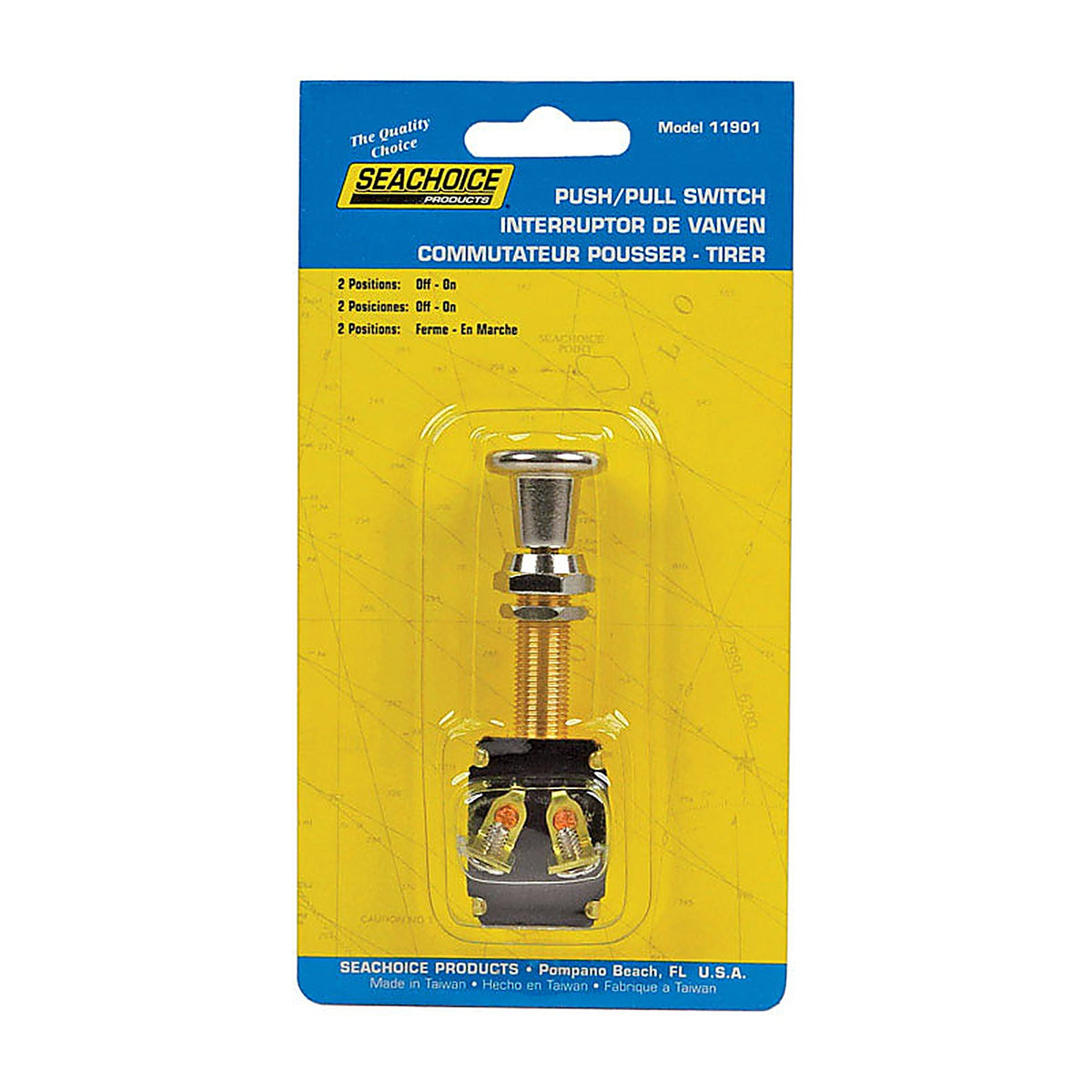 Seachoice 11901 Push-Pull Switch Chrome Plated Brass