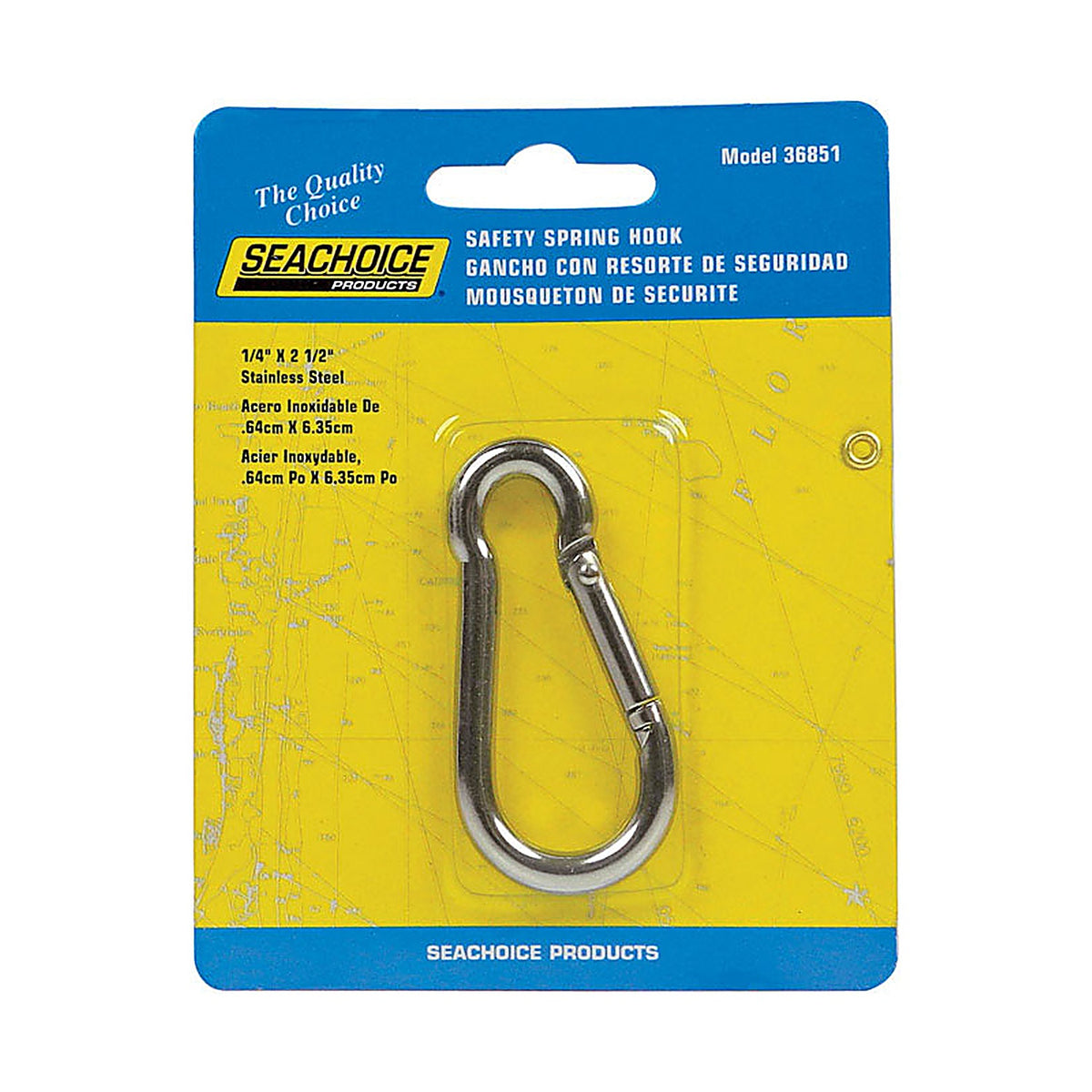 Seachoice 36851 Stainless Steel 2-1/2 in. L X 1/4 in. W Safety Spring Hook 1 pk