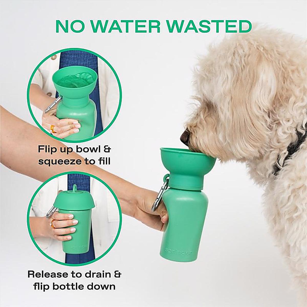 Springer - FL2003-12 - Green Flip Plastic Pet Travel Bottle for Dogs