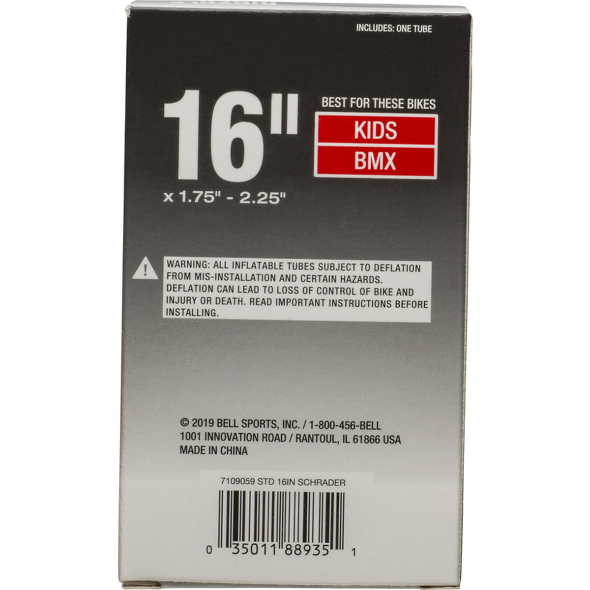 Bell Sports 7109060 16 in. Rubber Bicycle Inner Tube 1 pk