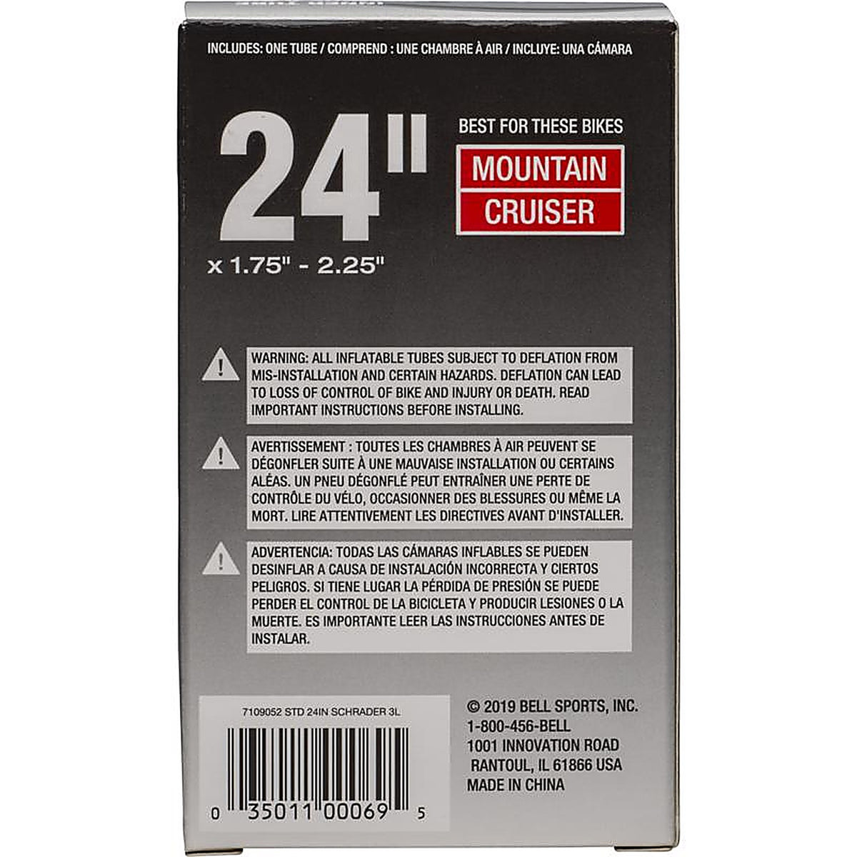 Bell Sports 7109052 24 in. Rubber Bicycle Inner Tube 1 pk