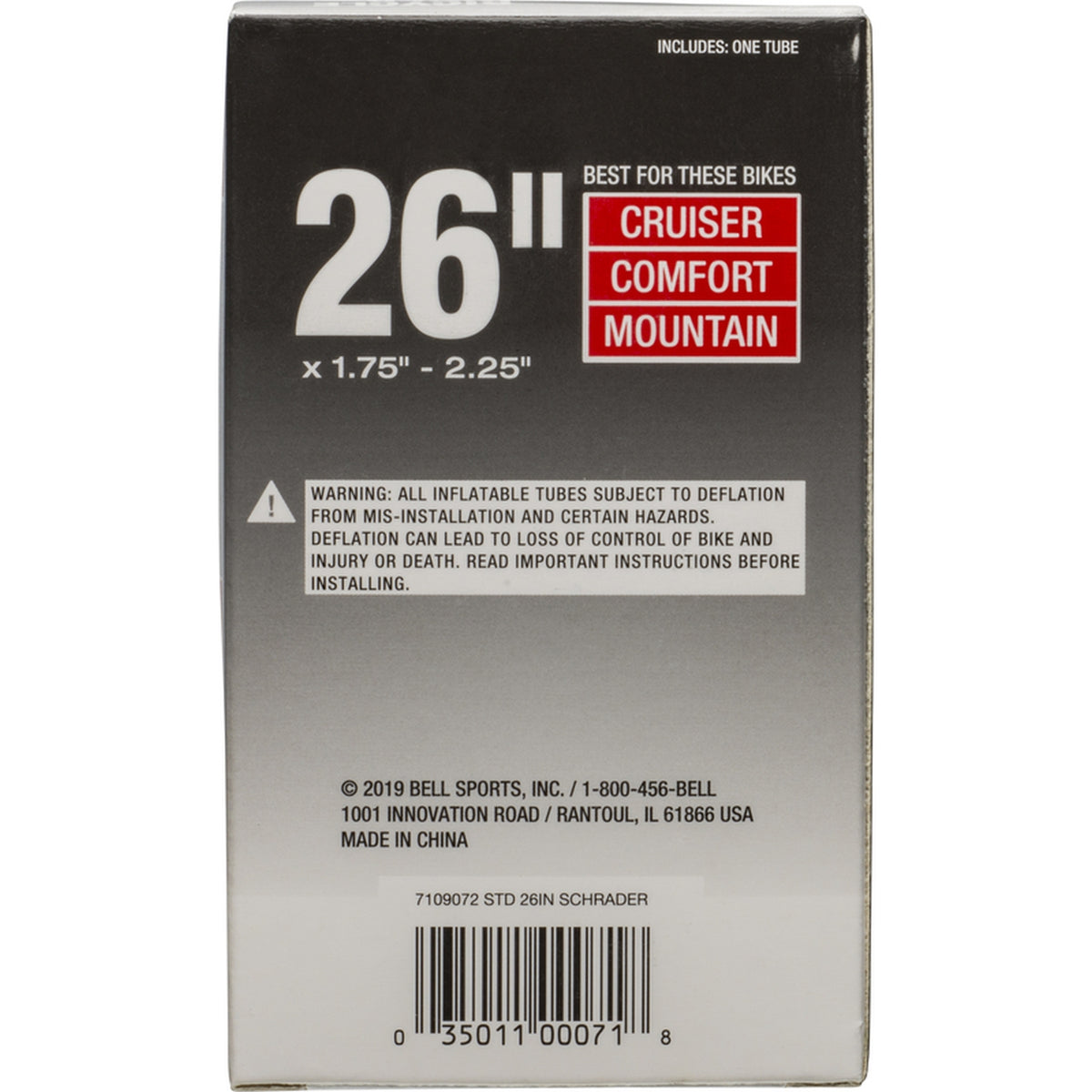 Bell Sports 7109079 26 in. Rubber Bicycle Inner Tube 1 pk