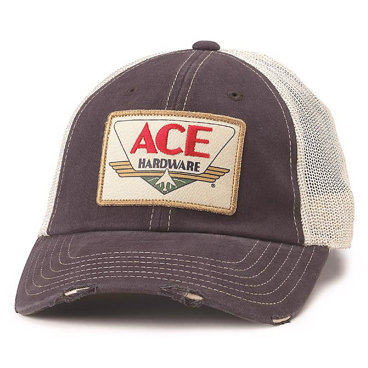 Ace Vintage Threads - SMU771A STNV - Headwear Logo Baseball Cap Stone/Navy One Size Fits Most
