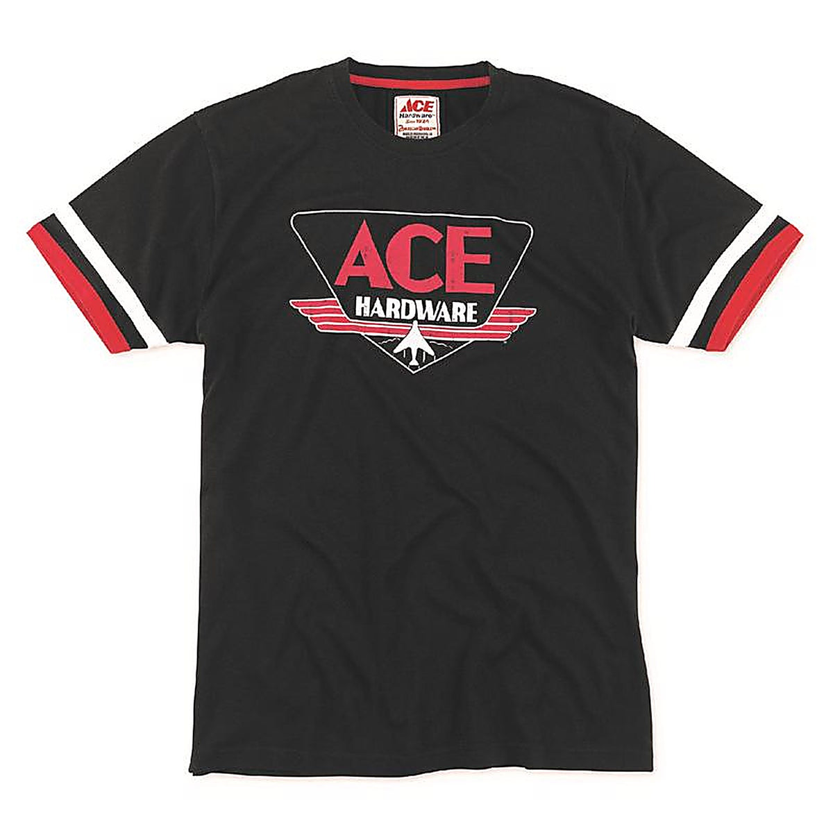 Ace Vintage Threads - SRJ002A BLK-LG - L Short Sleeve Mens Crew Neck Black Tee Shirt