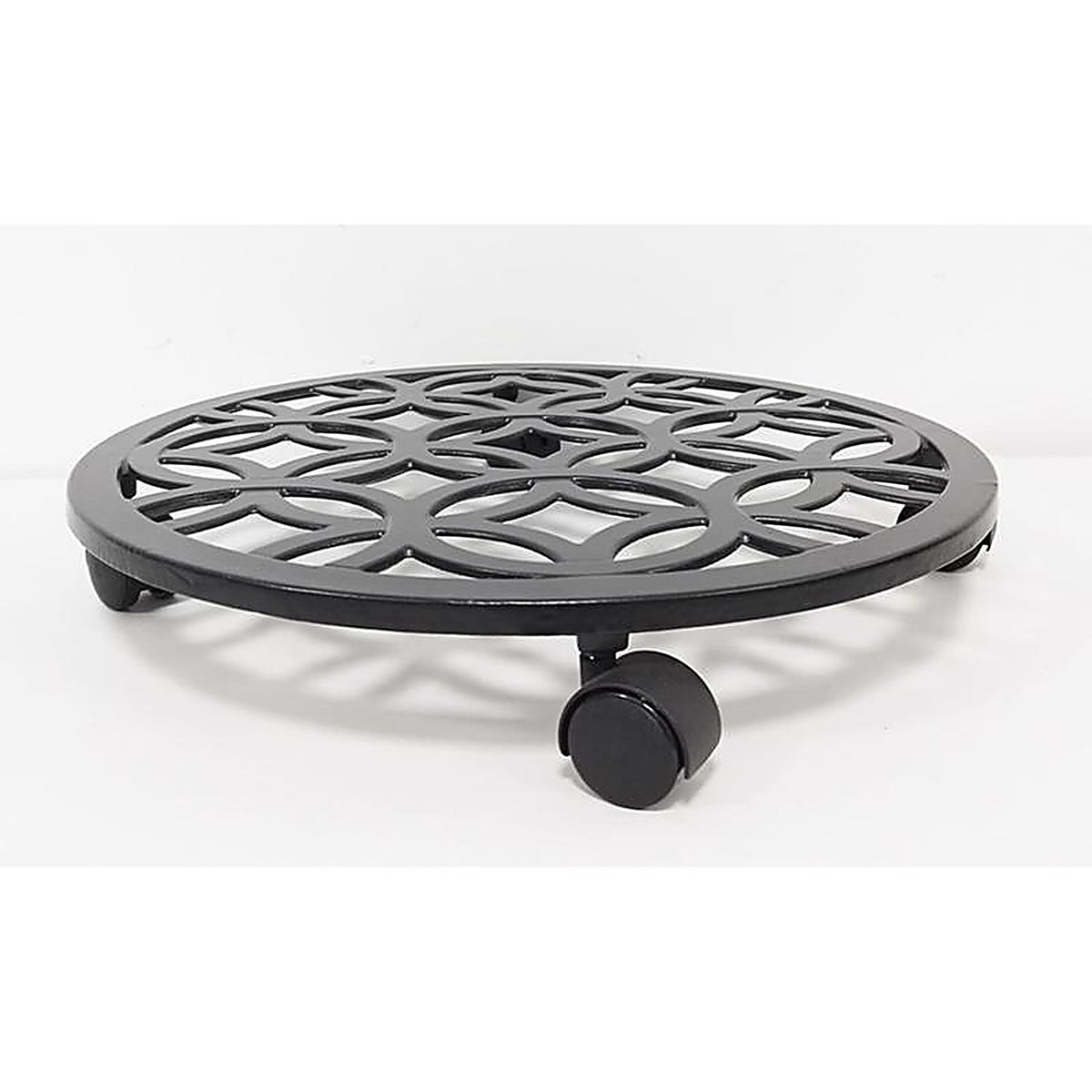 Living Accents - 58062 - 3 In. H Black Iron/Plastic Wheeled Plant Stand