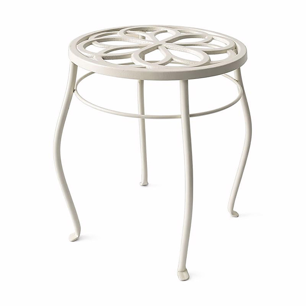 Living Accents - 58065 - 15 In. H White Cast Iron Plant Stand