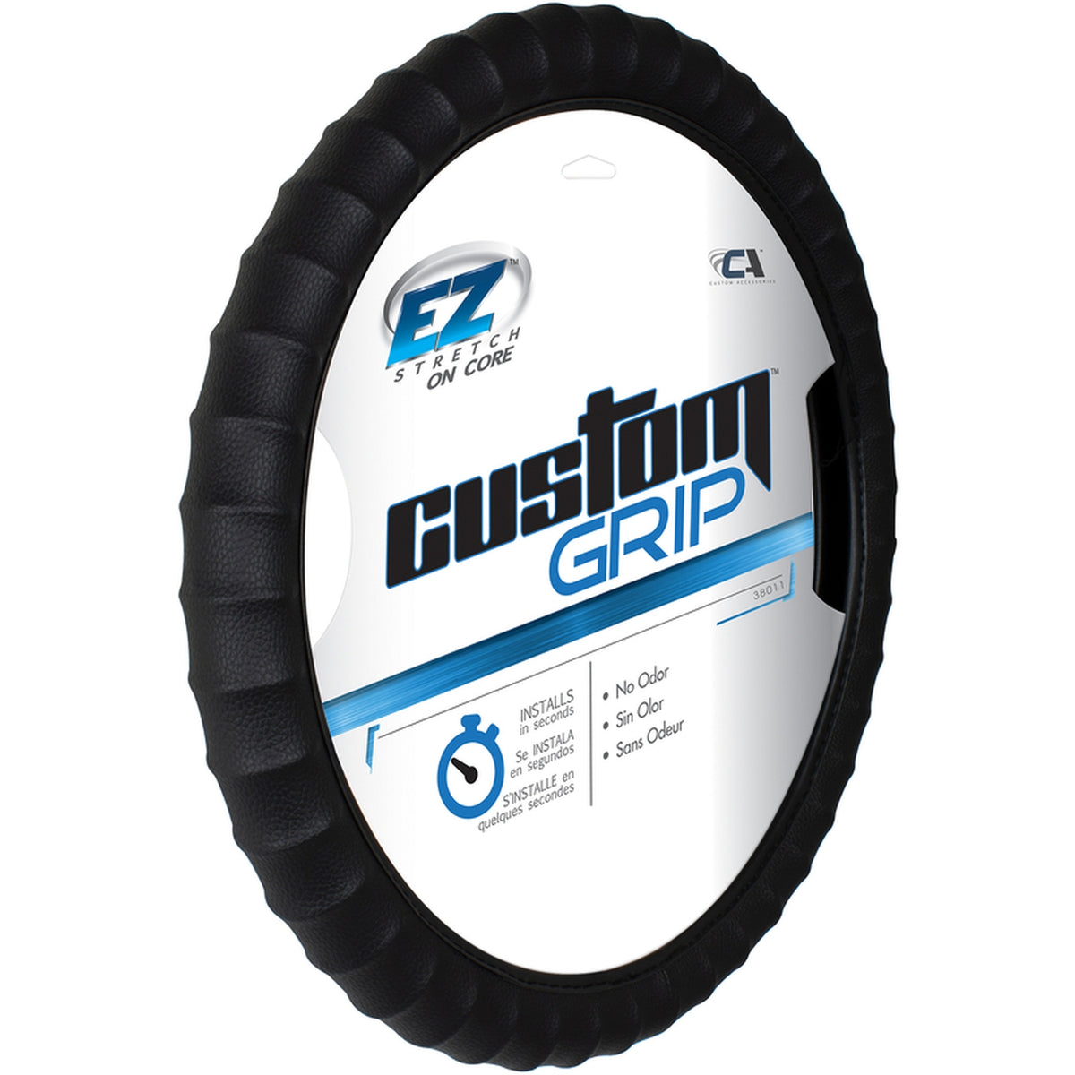 Custom Accessories 38011 Black Steering Wheel Cover 1/Pack Fits 14-1/2 inch To 15-1/2 inch