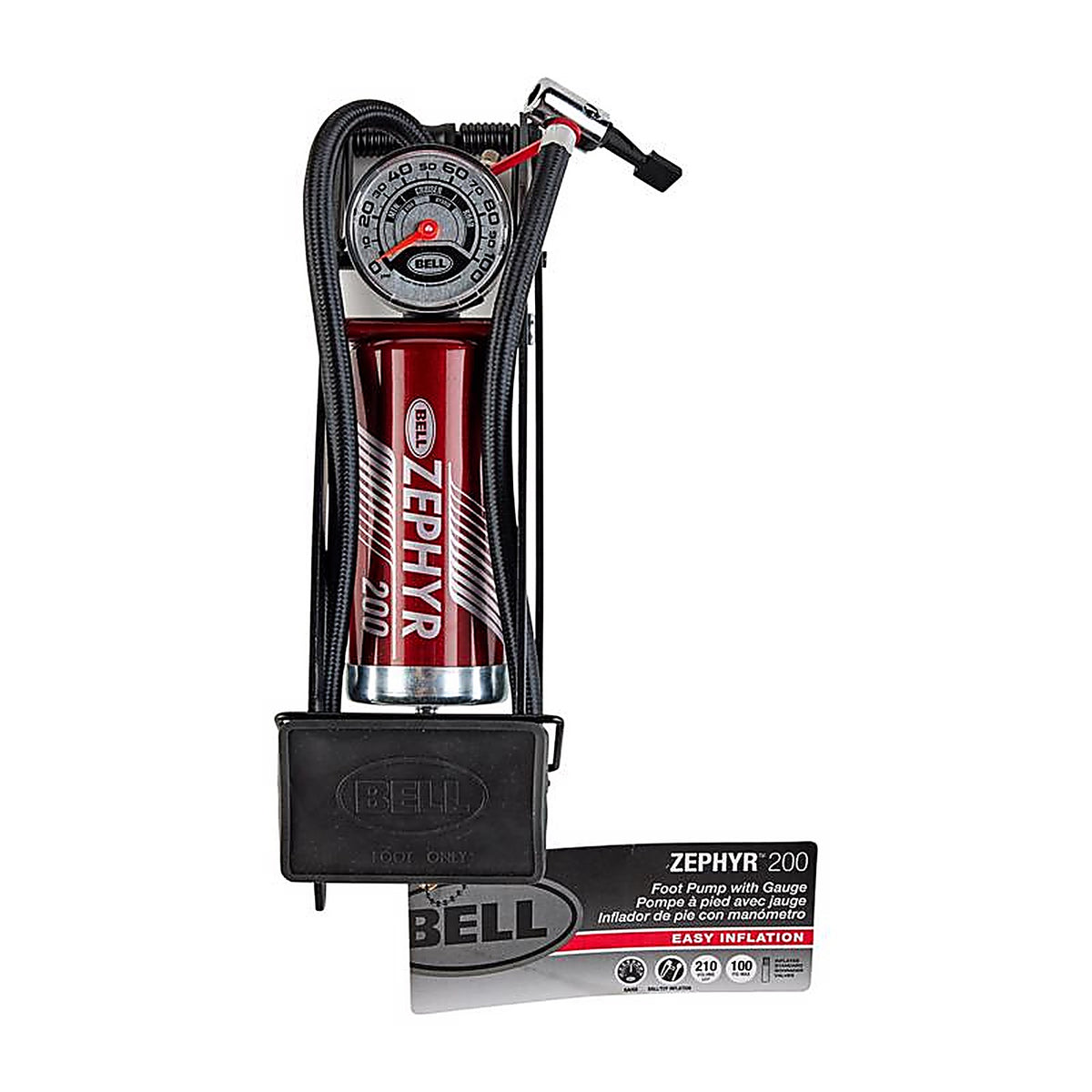 Bell Sports - 7159865 - Zepher 200 Steel Foot Pump 100 PSI Black