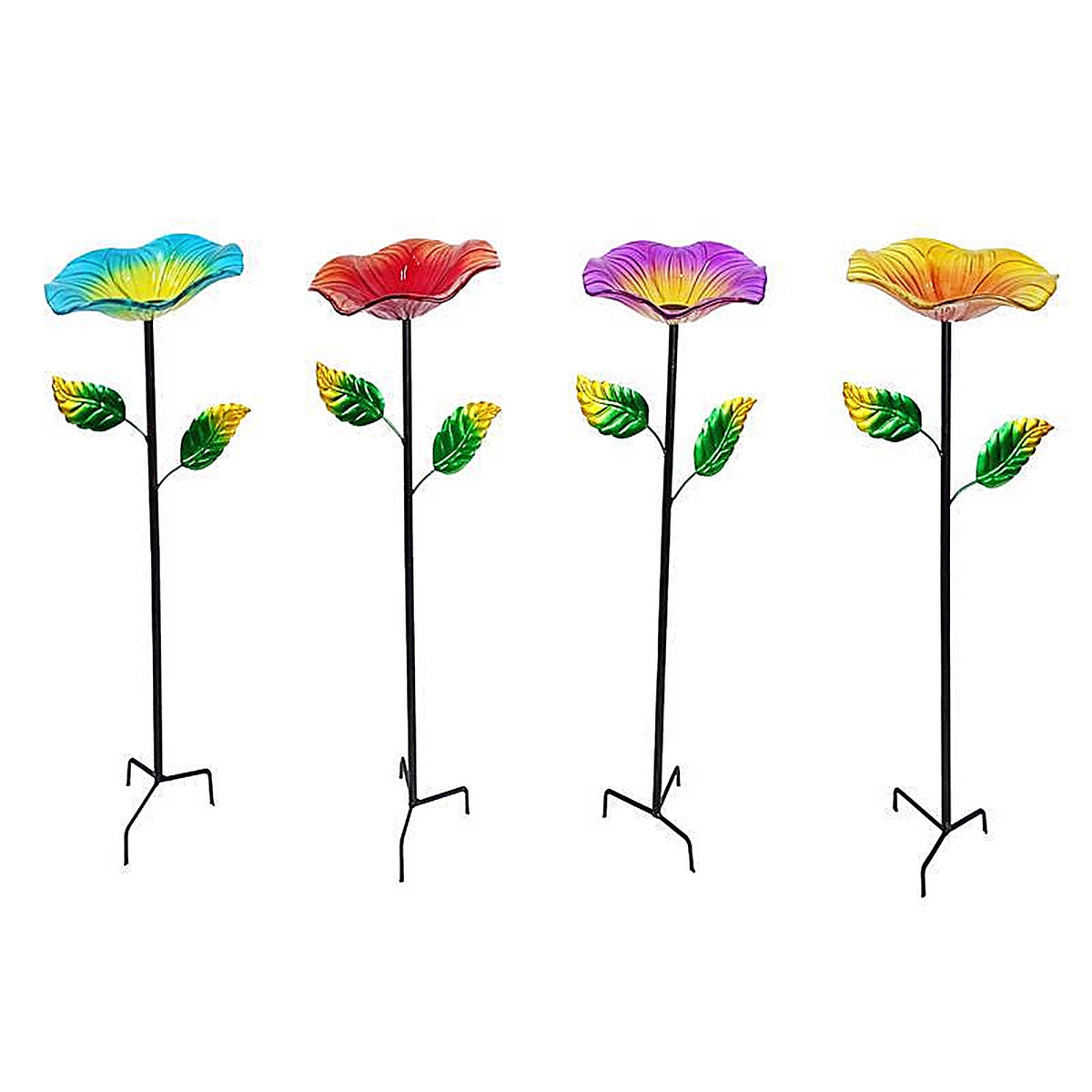 Alpine - KBD198A - Glass/Metal 30 In. Bird Bath with Stake