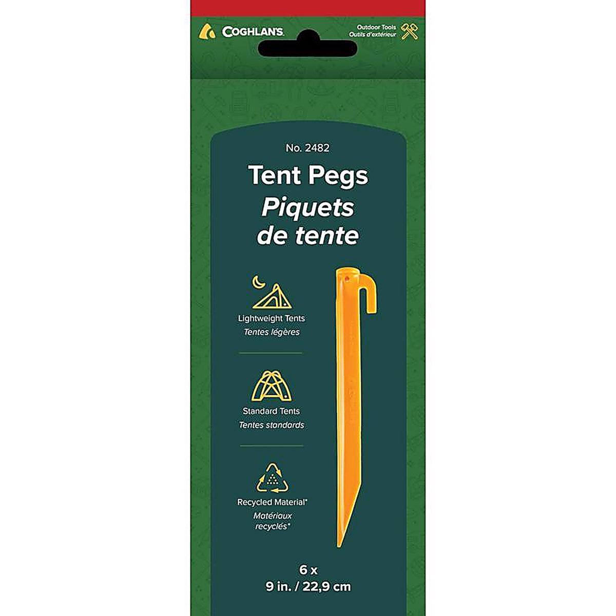 Coghlans - 2482 - Yellow Tent Pegs 9.00 In. H 6 Pack