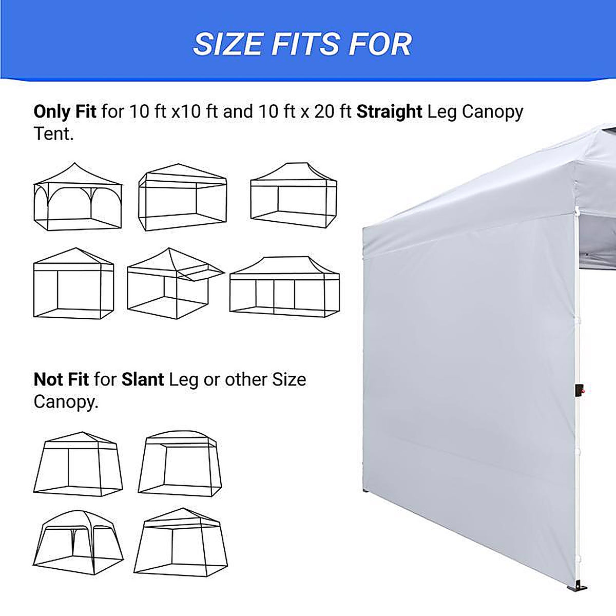 Crown Shade - SW100-037-5 - Pop-Up Tent Sidewall 7 Ft. H