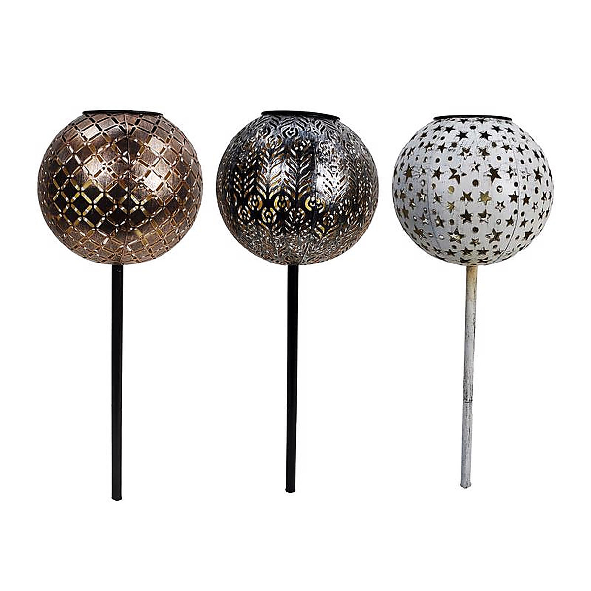 Alpine - SKY454A - Assorted Metal 21 In. H X 7 In. L X 7 In. W Lantern Solar Garden Stake