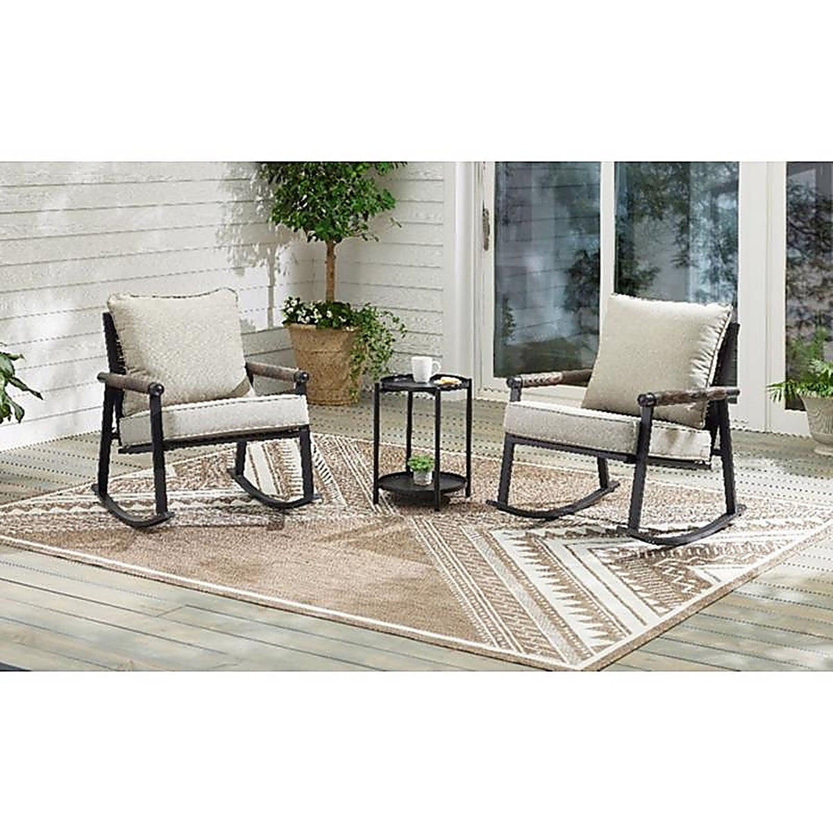 Living Accents - HSVS353V - Genesis Dark Gray Steel Frame Rocking Chair with End Table