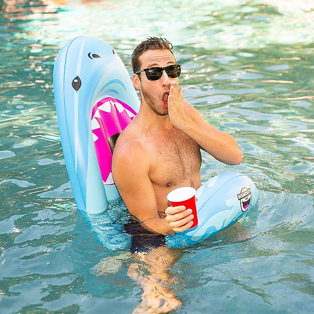 Bigmouth - 22-BSS-3909 - Blue PVC/Vinyl Inflatable Shark Saddle Seat Pool Float