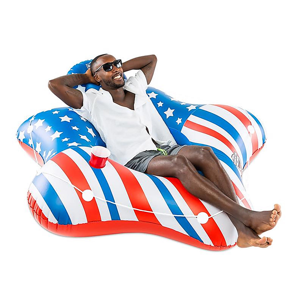 Bigmouth - 22-BRR-4145 - Blue/Red/White PVC Inflatable Americana River Tube Pool Float Tube